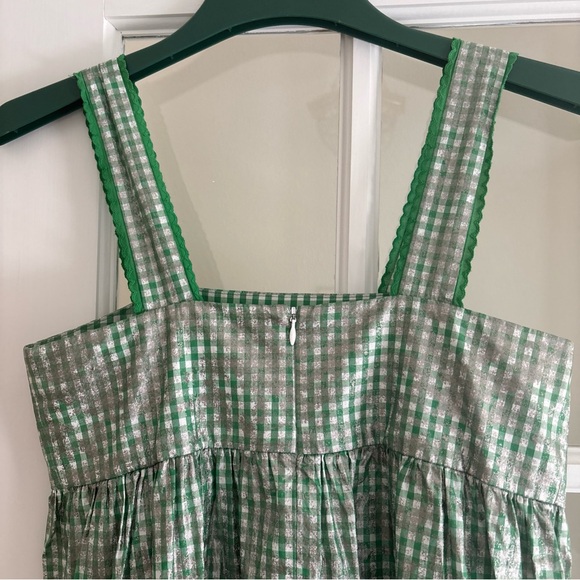 Hunter Bell New York Green Gingham Check “Poppy” Sleeveless Tiered Dress Sz S - Picture 6 of 7